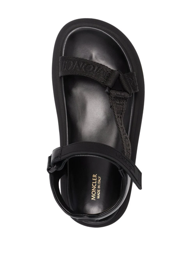 Moncler Catura Womens Leather Open Toe Flatform Sandals In Black