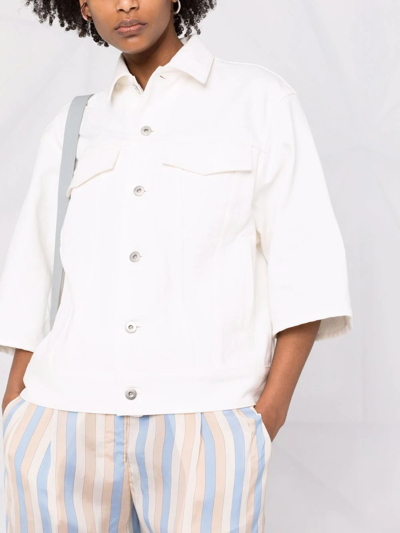 Shop Jil Sander Short-sleeve Denim Jacket In White