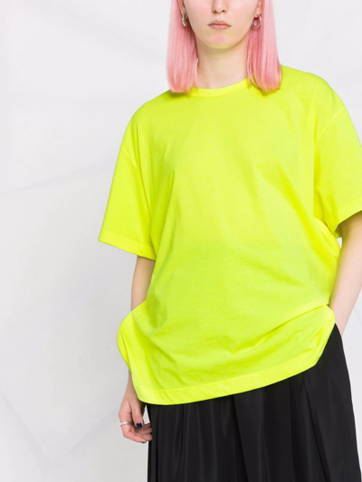 Shop Comme Des Garçons Gathered-detail Short-sleeve T-shirt In Yellow