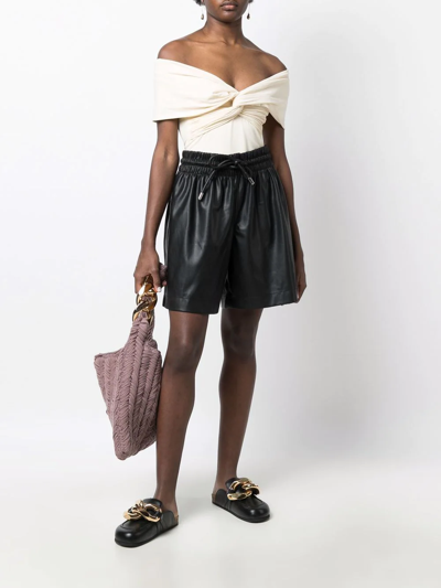 Shop Proenza Schouler White Label Faux-leather High-waisted Shorts In Black