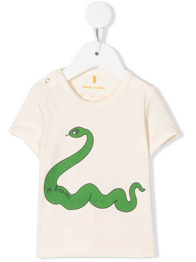 Shop Mini Rodini Snake-print T-shirt In Neutrals