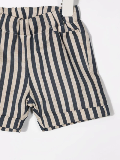 Shop La Stupenderia Striped Straight-leg Shorts In Neutrals