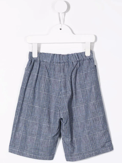 Shop La Stupenderia Checked-print Elasticated-waist Shorts In Blue