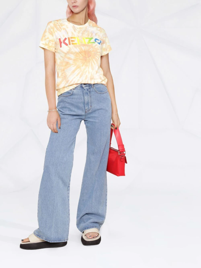 Shop Kenzo Logo-print Tie-dye T-shirt In Orange