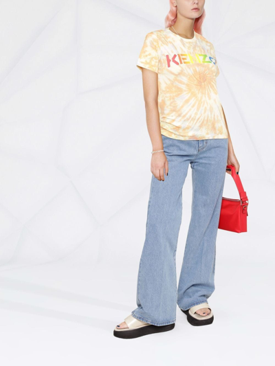 Shop Kenzo Logo-print Tie-dye T-shirt In Orange