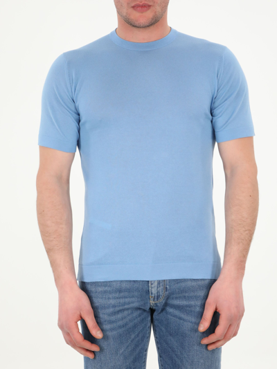 Shop John Smedley Light-blue Cotton T-shirt In Celeste