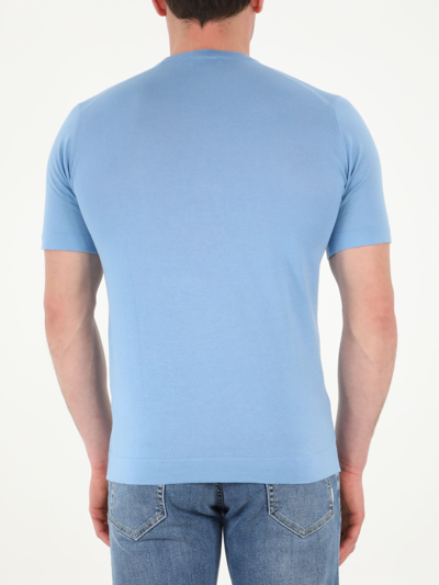 Shop John Smedley Light-blue Cotton T-shirt In Celeste