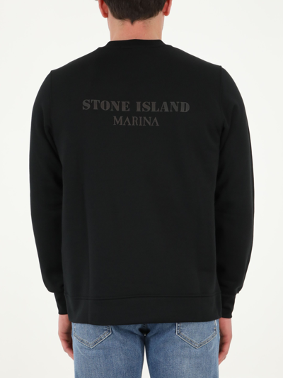 Shop Stone Island Crewneck Black Sweatshirt