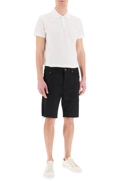 Shop Saint Laurent Five-pocket Denim Shorts In Black