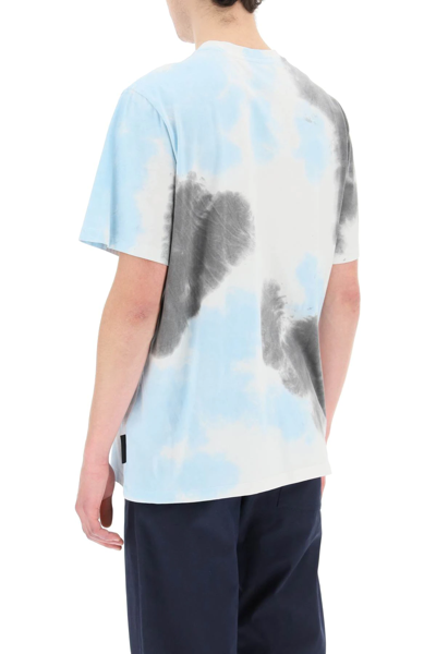 Shop Msgm Tye-dye T-shirt In White,light Blue,grey