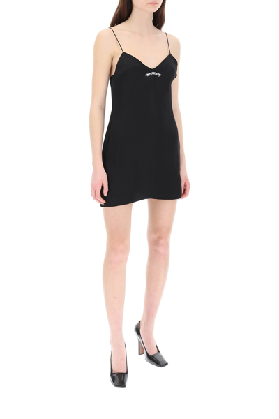 Shop Vetements Slip Dress With Logo In Black