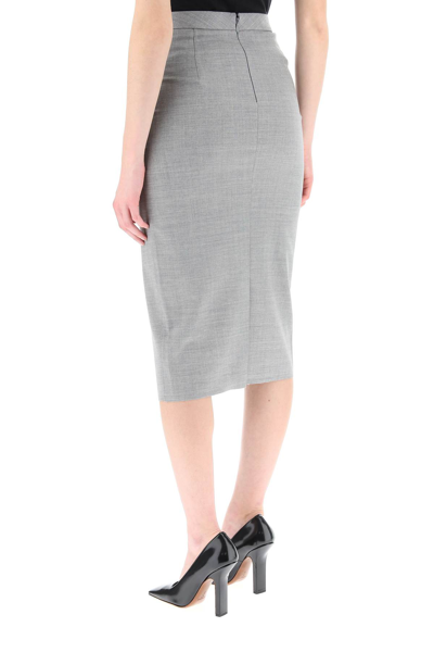 Shop Vetements Fancy Button Pencil Skirt In Grey