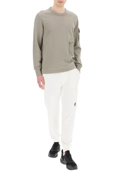 Shop C.p. Company Diagonal Raised Fleece Sweatpants In White