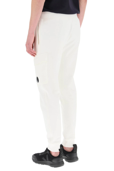 Shop C.p. Company Diagonal Raised Fleece Sweatpants In White