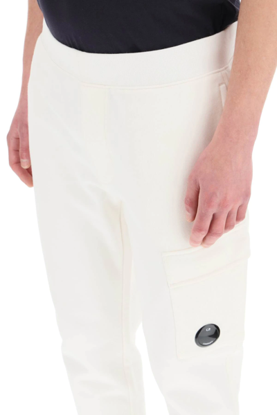 Shop C.p. Company Diagonal Raised Fleece Sweatpants In White