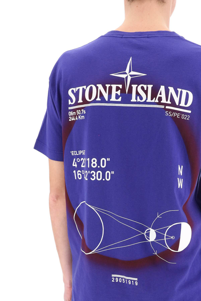 Shop Stone Island Solar Eclipse Three Print T-shirt In Blue,white