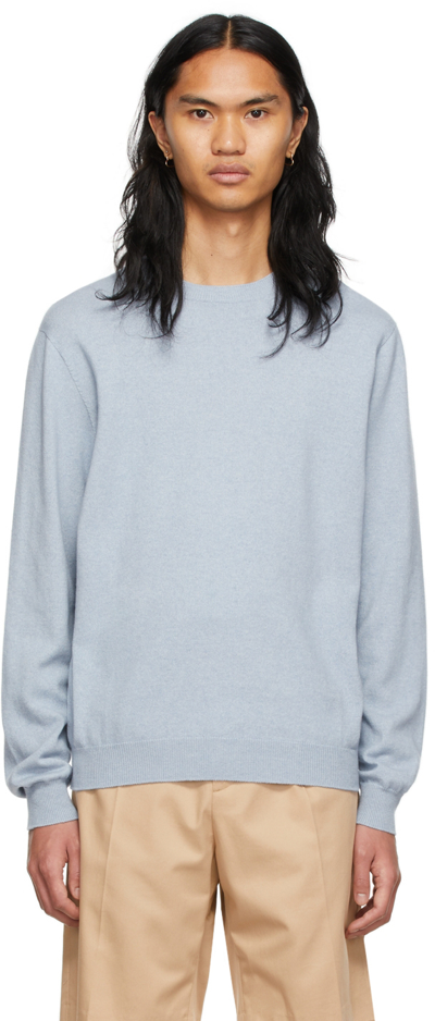 Shop Agnona Blue Cashmere Crewneck Sweater In 221823m20100101