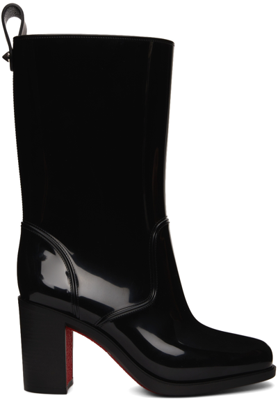 Shop Christian Louboutin Black Pvc Loubiran 70 Boots In Bk01 Black