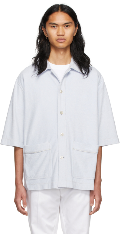 Shop Agnona Blue Terry Cloth Shirt In A24 Cloud