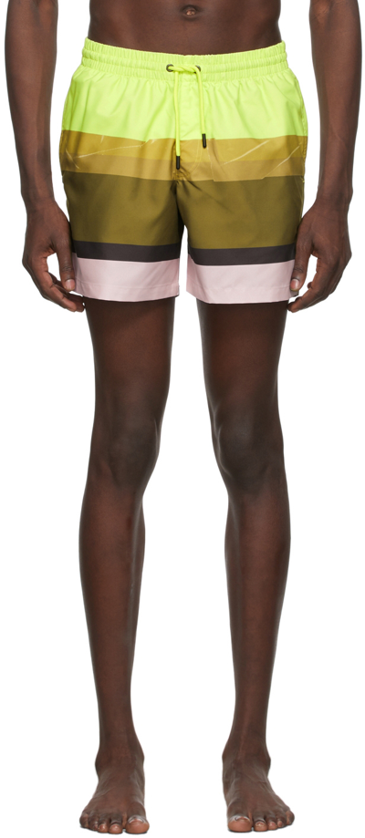 Shop Dries Van Noten Multicolor Nylon Swim Shorts In 202 Yellow