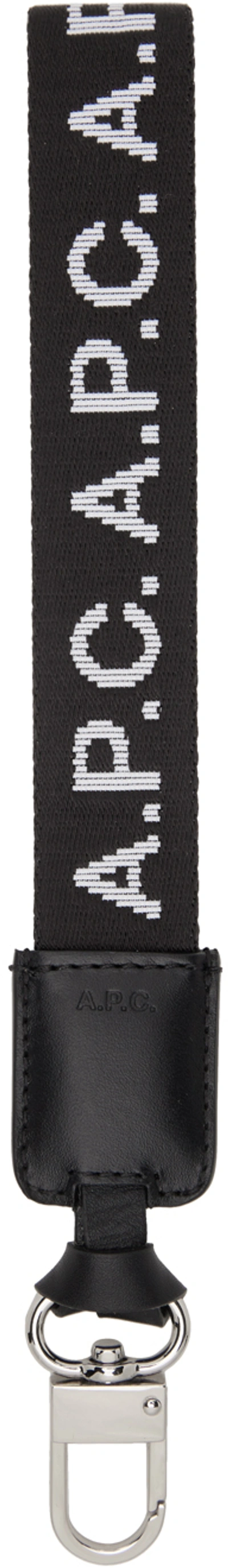 Shop A.p.c. Black Logo Keychain In Lzz Black
