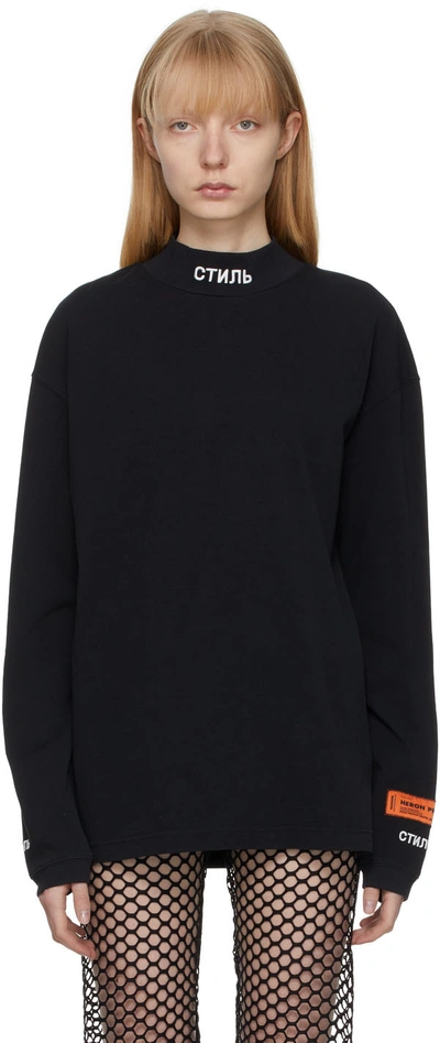 Shop Heron Preston Black Logo Long Sleeve T-shirt In 001 Black White