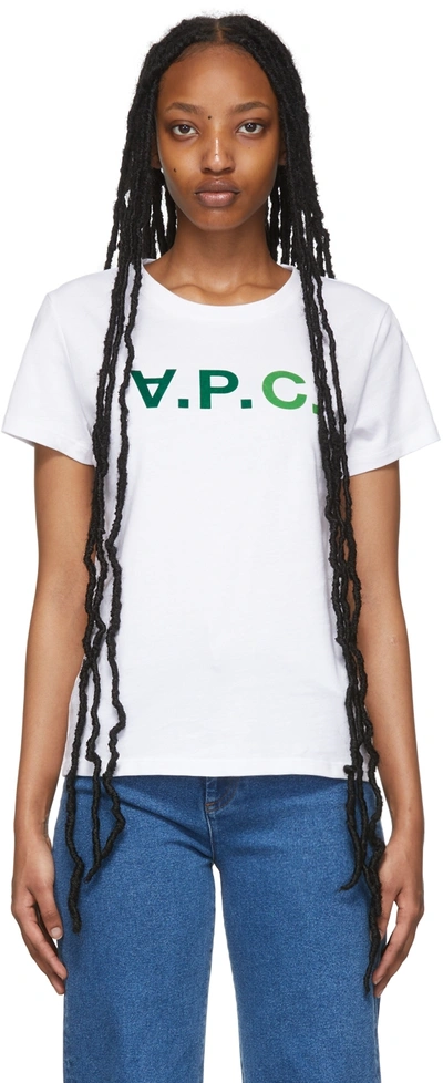 Shop Apc White Vpc T-shirt In Kaa Green