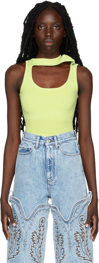 Shop Y/project Green Three Collar Bodysuit In Lime Green