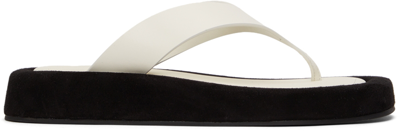 Shop The Row White Ginza Sandals In Natural-black