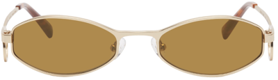 Shop Marine Serre Gold Vuarnet Edition Swirl Frame Visionizer Sunglasses In 09 Gold