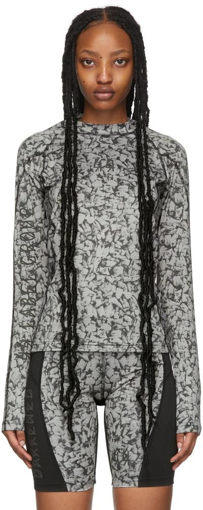 44 Label Group Black & Grey Teeth Sport Top In Black All Over Print