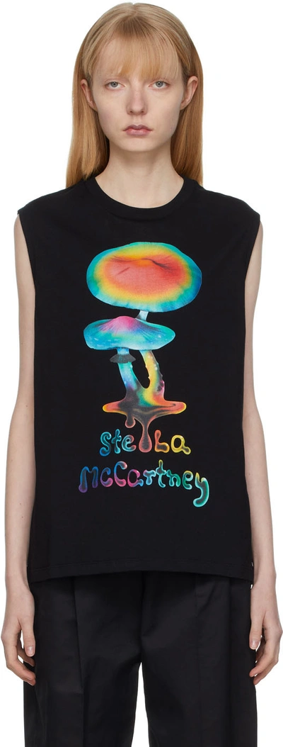 Shop Stella Mccartney Black Mushroom Print T-shirt In 1000 Black