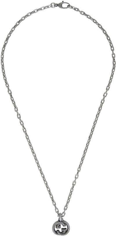 Shop Gucci Silver Interlocking G Necklace In 811 Pall Black Prezi