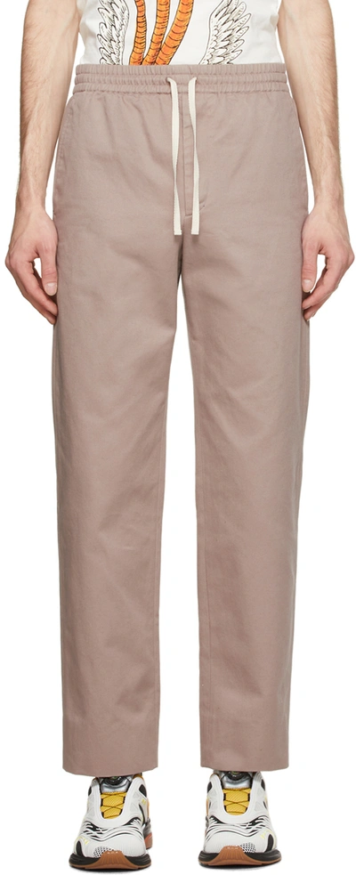 Shop Gucci Taupe Cotton Vintage Logo Trousers In 9169 Oatmeal Mix