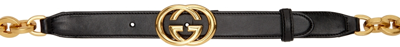 Shop Gucci Black Interlocking G Chain Belt In 1173 Nero 0963