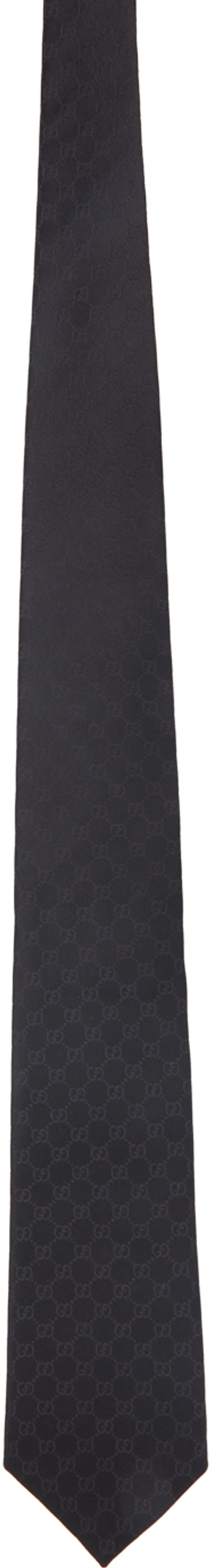 Shop Gucci Black Silk Gg Tie In 1000 Black