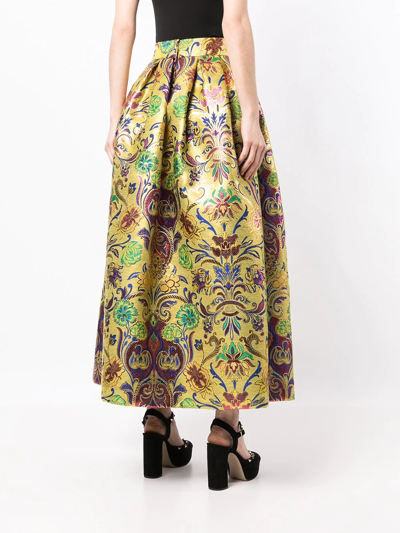 Shop Dolce & Gabbana Floral Lurex Jacquard A-line Skirt In Gold