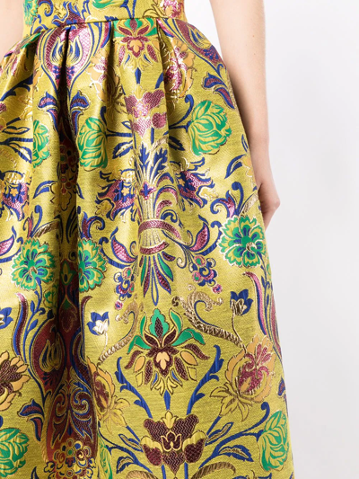 Shop Dolce & Gabbana Floral Lurex Jacquard A-line Skirt In Gold