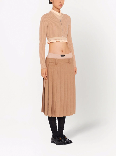 Shop Miu Miu Fully-pleated Skirt In Neutrals