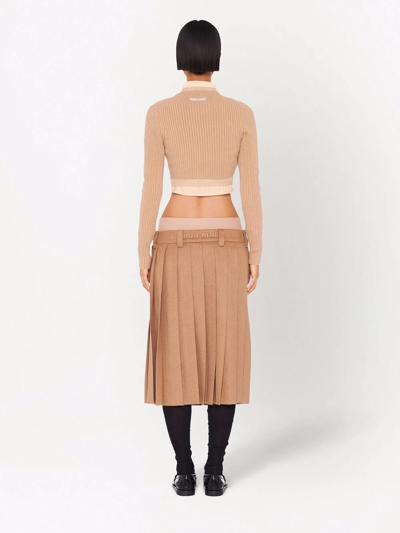 Shop Miu Miu Fully-pleated Skirt In Neutrals