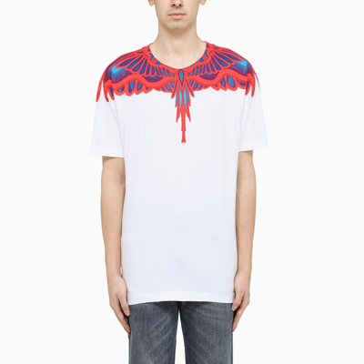 Shop Marcelo Burlon County Of Milan White/red/blue Wings T-shirt