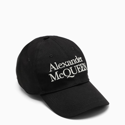 Shop Alexander Mcqueen Embroidered-logo Cap In Black