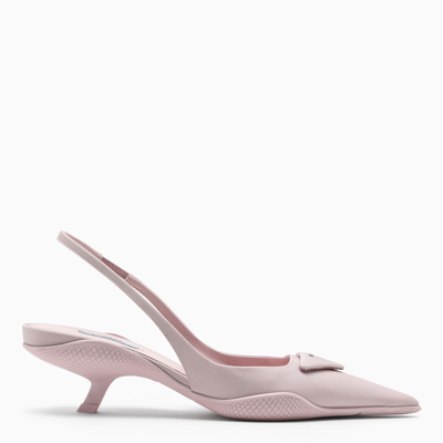 Shop Prada Pink Nylon Slingback Pumps