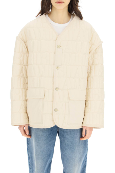 Shop Amiri Oversized Quilted Jacket In Beige