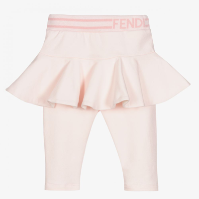 Shop Fendi Baby Girls Cotton Leggings In Pink