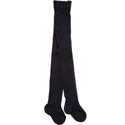 Shop Falke Navy Blue Knitted Wool Tights
