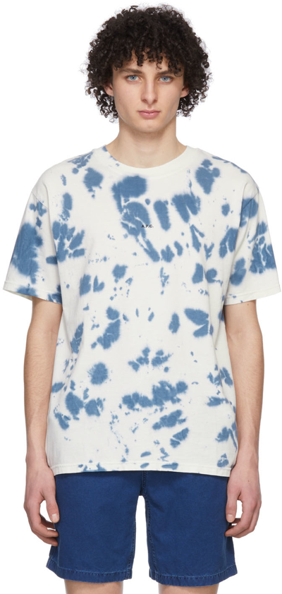 Shop A.p.c. White & Blue Tie-dye Adrien T-shirt In Iai Indigo