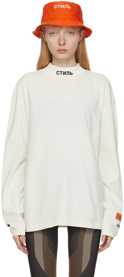 Shop Heron Preston Off-white Logo Long Sleeve T-shirt In 110 White Black