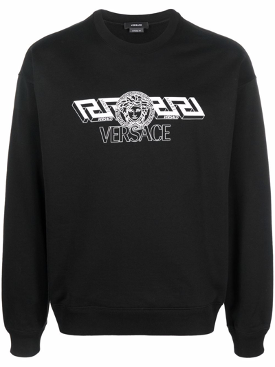 Shop Versace Sweatshirt With Print In Black