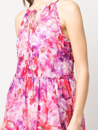 Shop Marchesa Notte Sleeveless Floral Midi Dress In Rosa